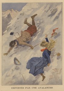 モンブランに登ろうとして雪崩に流されたアメリカ人カップル 作： French School